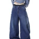 American Retro Style Loose Wide-Leg Denim Trousers - Image 4