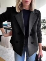 Women's Elegant Wool Stitching Coat - Image 2