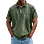 Men's Retro Washed Pure Cotton Casual Versatile Short-Sleeve Button-Down T-Shirt - Image 3