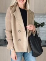 Women's Elegant Wool Stitching Coat - Image 5
