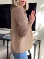 Women's Elegant Wool Stitching Coat - Image 4