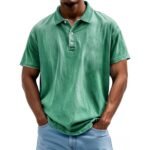 Men's Retro Washed Pure Cotton Casual Versatile Short-Sleeve Button-Down T-Shirt - Image 2
