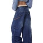 American Retro Style Loose Wide-Leg Denim Trousers - Image 3