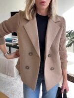 Women's Elegant Wool Stitching Coat - Image 3