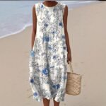 Printed Pocket Elegant Long Dress, Slim-Fit Fresh-Casual Dress - Image 2