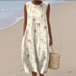 Printed Pocket Elegant Long Dress, Slim-Fit Fresh-Casual Dress - Image 4
