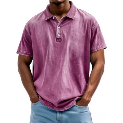 Men's Retro Washed Pure Cotton Casual Versatile Short-Sleeve Button-Down T-Shirt