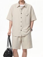 Imitation Linen Casual Suit for Men Summer Thin Drapey Short-Sleeve Shirt and Shorts Two-Piece Set - Image 4