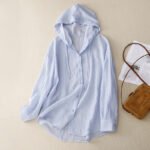 3-Color Hooded Sun Protection Clothing Long-Sleeved Air-Conditioning Shirt Jacket for Women Thin Loose Style 2026 Summer New Casual Top