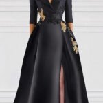 Elegant V-Neck Slit Evening Gown - Image 3