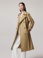 Elegant Double-Breasted Long Windbreaker
