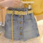 Girls Summer Flutter Sleeve Denim Shorts Set - Image 3