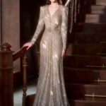 Heavy-embellished evening gown