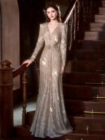 Heavy-embellished evening gown