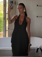 Summer Backless Halter Neck Mesh Dress - Image 3