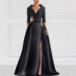 Elegant V-Neck Slit Evening Gown