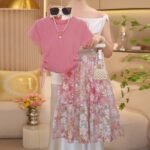 Floral Skirt and T-Shirt Set for Girls