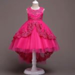 Childrens Evening Dress Lace Bow Diamond Sleeveless Performance Dress - Image 2