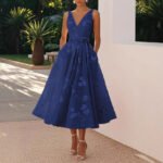 Sleeveless V-Neck Digital Print Evening Gown - Image 4