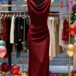 Silk Draped Collar Evening Gown