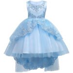 Childrens Evening Dress Lace Bow Diamond Sleeveless Performance Dress - Image 5