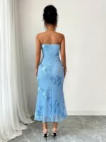 Embroidered Backless Bodycon Evening Gown - Image 4
