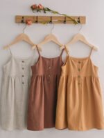 Girls Linen Strap Dress - Image 5