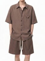 Imitation Linen Casual Suit for Men Summer Thin Drapey Short-Sleeve Shirt and Shorts Two-Piece Set - Image 5
