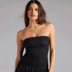 Polka Dot Strapless A-Line Dress - Image 3