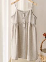 Girls Linen Strap Dress - Image 2