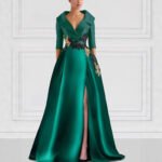 Elegant V-Neck Slit Evening Gown - Image 4