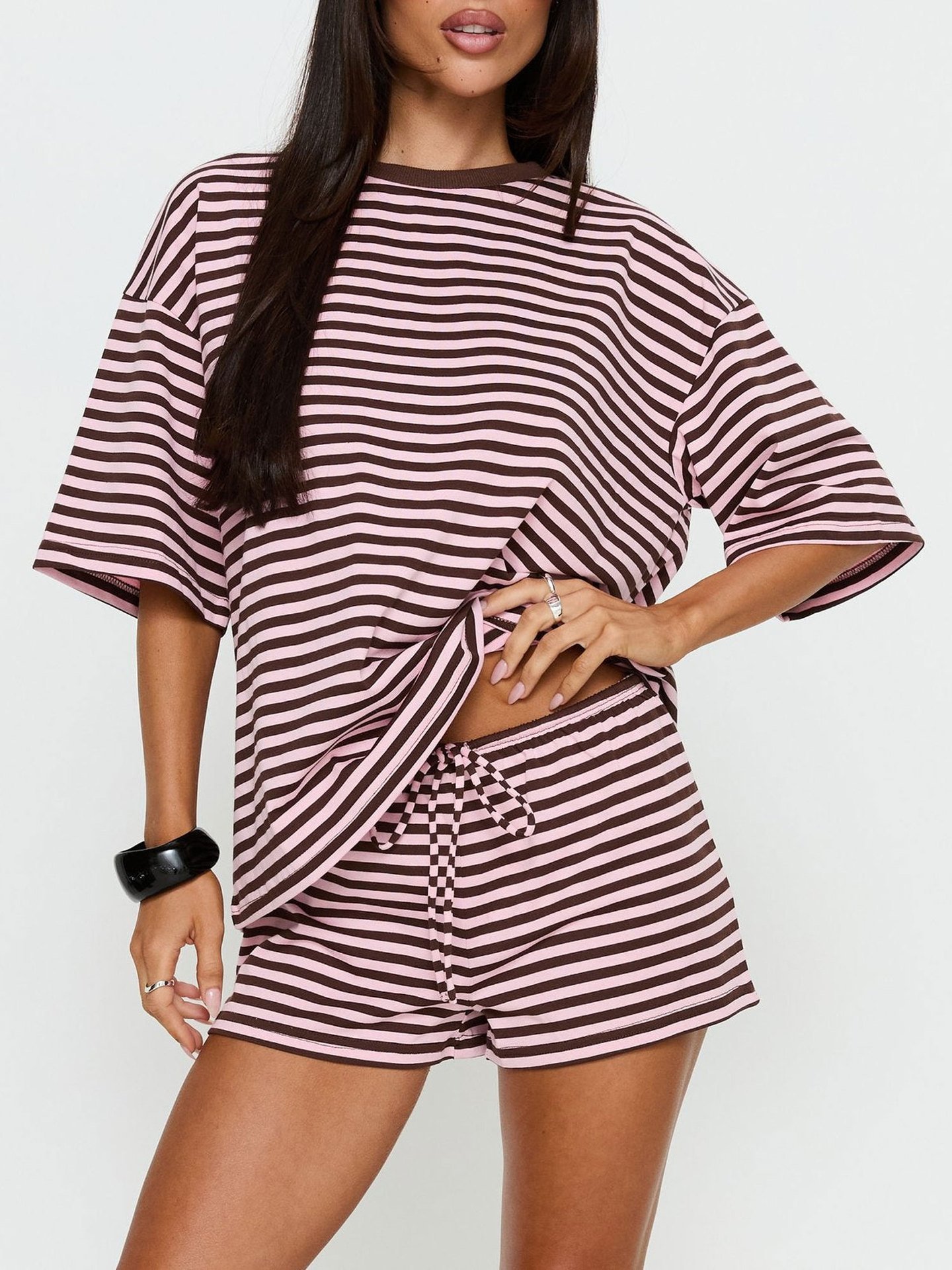 847eb3cf-ac13-4c20-988d-7424fb7a62dc.jpg Women's Casual Short Sleeve T-Shirt and Shorts Set - Image 1