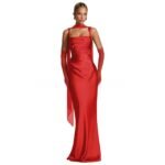 Elegant Satin Fishtail Evening Gown - Image 4