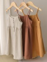 Girls Linen Strap Dress - Image 4