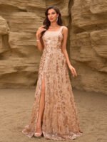 Elegant Strapless Sequin Evening Gown