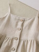 Girls Linen Strap Dress - Image 3