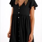 V-Neck Ruffled High-Waisted Dress